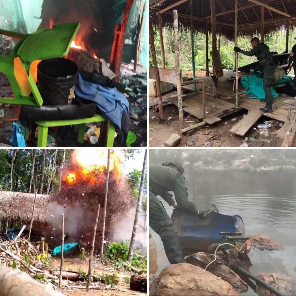 FANB desmantela dos campamentos de minería ilegal en Amazonas